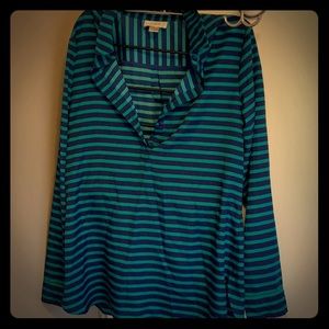 Loft blouse blue/green striped